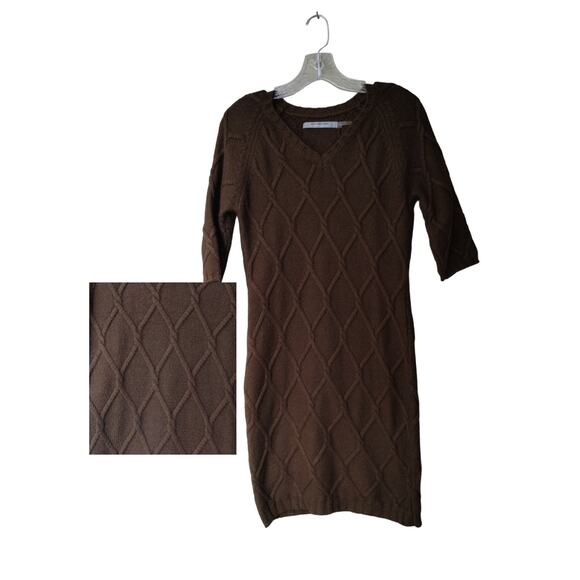 Marc New York Andrew Marc Cable Knit Rayon/Angora Chocolate brown Fall Dress M - Picture 1 of 11